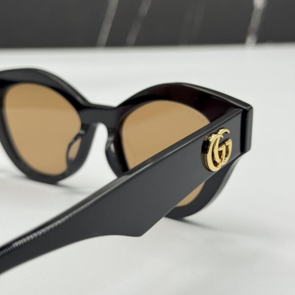 NEW GUCCI SUNGLASSES GG0957S 003 WOMEN BLACK ROUND EYEWEAR - Picture 8 of 12